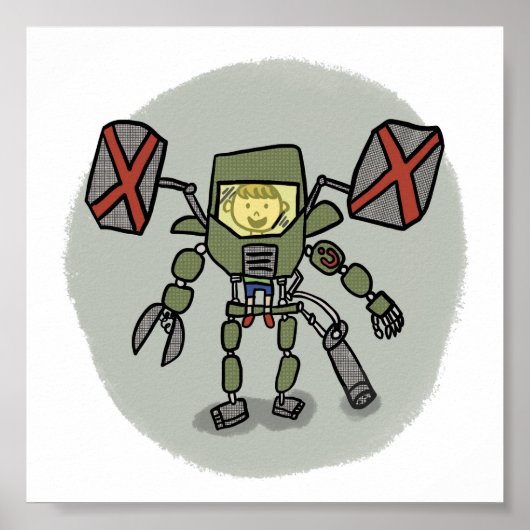 Ethan's Mech Comicbook Style Print (Voorkant)