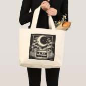 Etheal 90s Retro Poster Design - Zwart en Wit Grote Tote Bag (Voorkant (product))
