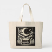 Etheal 90s Retro Poster Design - Zwart en Wit Grote Tote Bag (Achterkant)