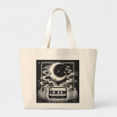 Etheal 90s Retro Poster Design - Zwart en Wit Grote Tote Bag (Voorkant)