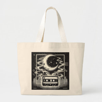 Etheal 90s Retro Poster Design - Zwart en Wit Grote Tote Bag