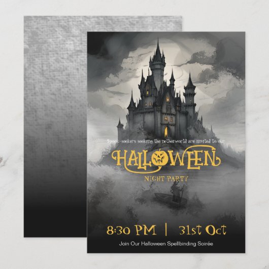 Etheal Castle Halloween Party Kaart (Voorkant / Achterkant)