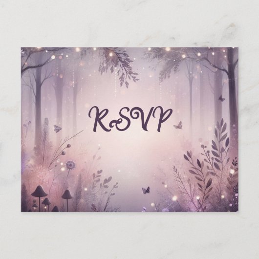 Etheal Fairy Lights Forest RSVP-Briefkaart Uitnodiging Briefkaart (Voorkant)