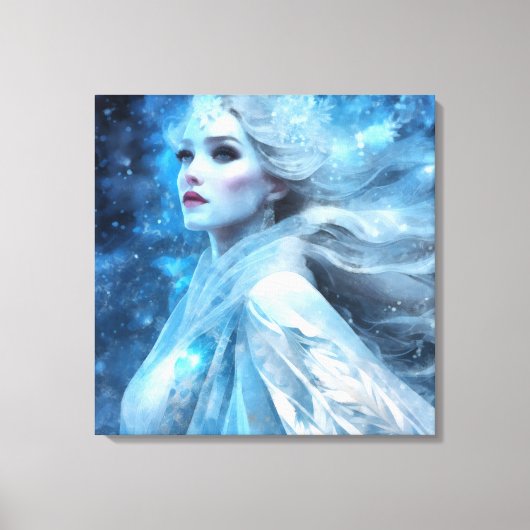 Etheal Frozen Snow Queen Fantasy Art Canvas Afdruk (Voorkant)