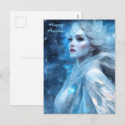 Etheal Frozen Snow Queen Fantasy Art Feestdagenkaart (Voorkant / Achterkant)