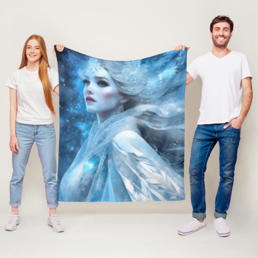 Etheal Frozen Snow Queen Fantasy Art Fleece Deken (In situ)