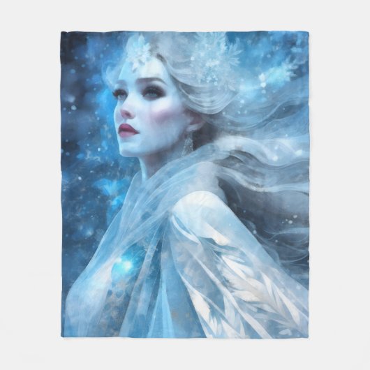 Etheal Frozen Snow Queen Fantasy Art Fleece Deken (Voorkant)