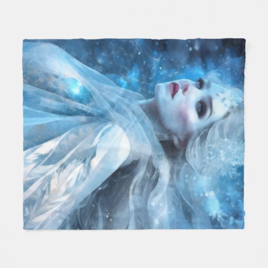 Etheal Frozen Snow Queen Fantasy Art Fleece Deken (Voorkant (Horizontaal))