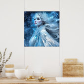 Etheal Frozen Snow Queen Fantasy Art Poster (Keuken)