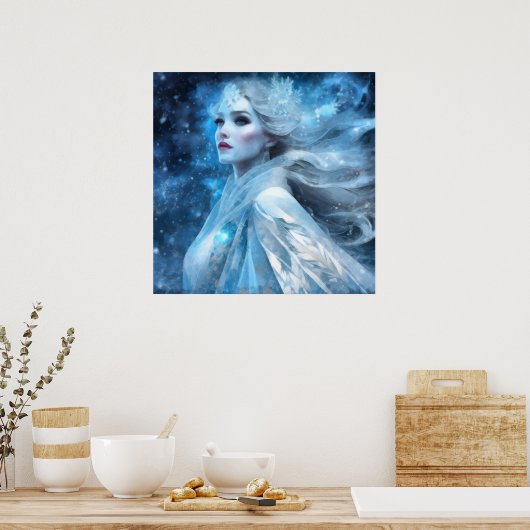 Etheal Frozen Snow Queen Fantasy Art Poster (Keuken)