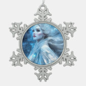 Etheal Frozen Snow Queen Fantasy Art Tin Sneeuwvlok Ornament (Voorkant)
