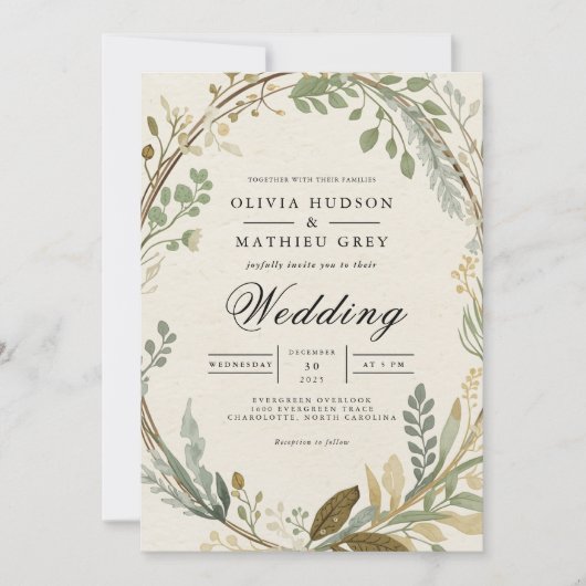 Etheal Leafy Arch Wedding Kaart (Voorkant)