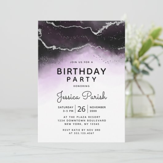 Etheal Mist Ombre Ultra Violet Verjaardagsfeest Kaart (Staand voorkant)