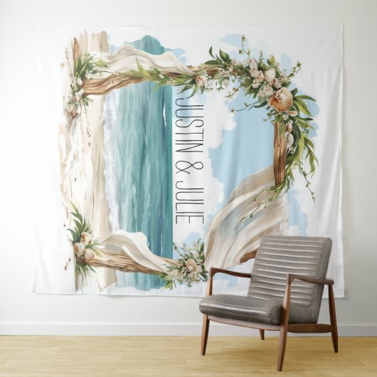 Etheal Shoreline Arch – Kust Elegantie bruiloft Wandkleed (In Situ (horizontaal))