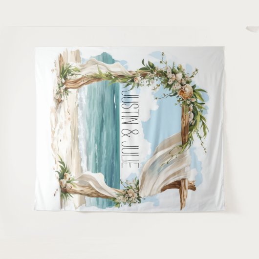 Etheal Shoreline Arch – Kust Elegantie bruiloft Wandkleed (Voorkant (horizontaal))