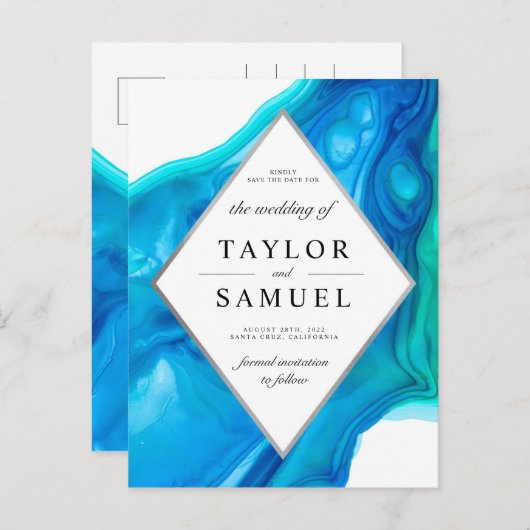 Etheal Wave Beach Island Save the Date Briefkaart (Voorkant / Achterkant)