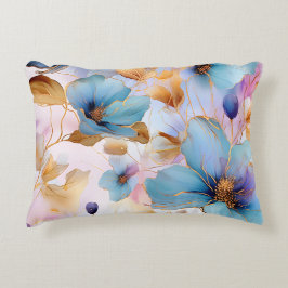 Etheel Blauw Bloemen Alcohol Inkt Accent Kussen