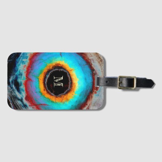 Etheel Kosmisch Oog Monogram Levendige Abstracte K Bagagelabel (Voorkant (horizontaal))