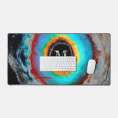 Etheel Kosmisch Oog Monogram Levendige Abstracte K Bureaumat (Keyboard & Muis)