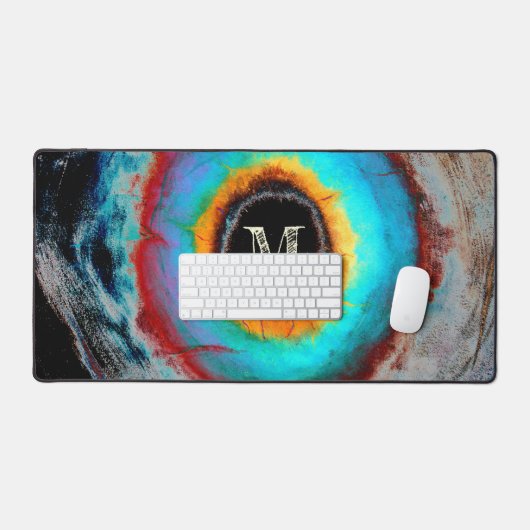 Etheel Kosmisch Oog Monogram Levendige Abstracte K Bureaumat (Keyboard & Muis)