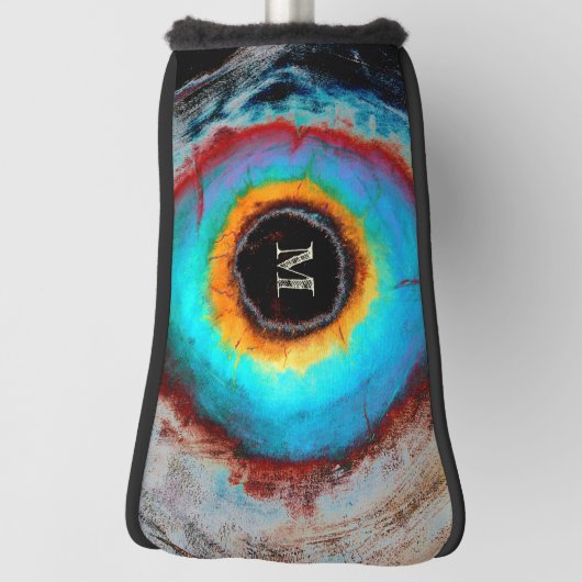 Etheel Kosmisch Oog Monogram Levendige Abstracte K Golfheadcover (Draai 90)