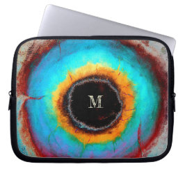 Etheel Kosmisch Oog Monogram Levendige Abstracte K Laptop Sleeve