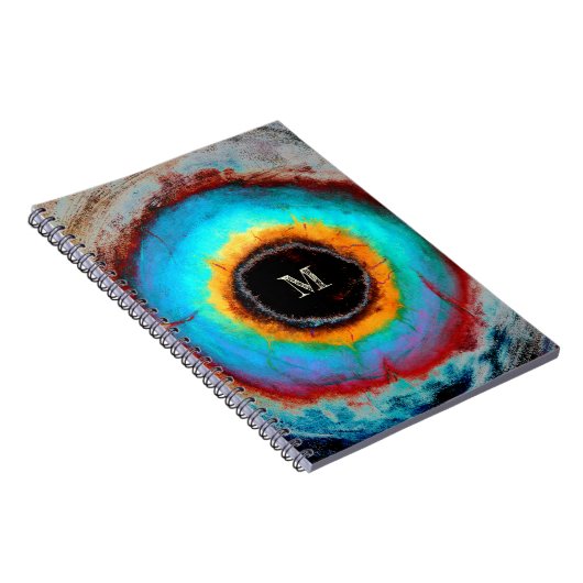 Etheel Kosmisch Oog Monogram Levendige Abstracte K Notitieboek (Rechterzijde)