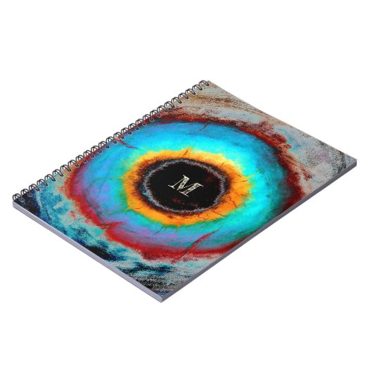 Etheel Kosmisch Oog Monogram Levendige Abstracte K Notitieboek (Linkerzijde)