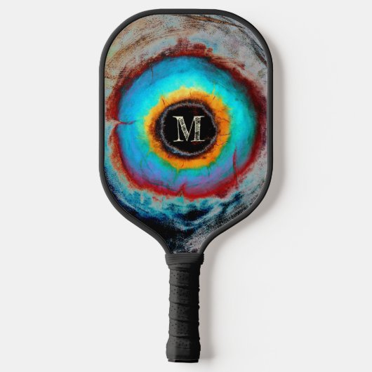 Etheel Kosmisch Oog Monogram Levendige Abstracte K Pickleball Paddle (Achterkant)