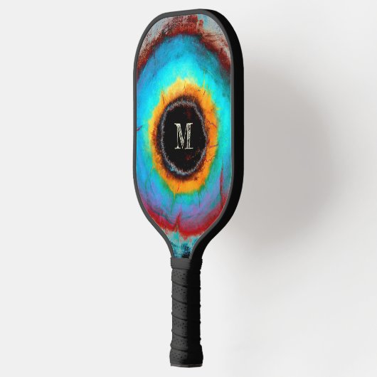 Etheel Kosmisch Oog Monogram Levendige Abstracte K Pickleball Paddle (Links)