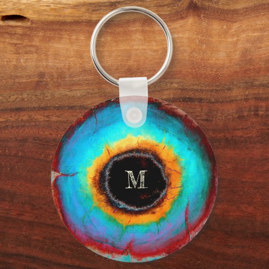 Etheel Kosmisch Oog Monogram Levendige Abstracte K Sleutelhanger (Achterkant)
