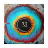 Etheel Kosmisch Oog Monogram Levendige Abstracte K Tegeltje (Voorkant)