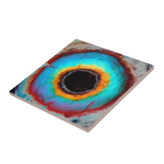 Etheel Kosmisch Oog Monogram Levendige Abstracte K Tegeltje (Zijkant)