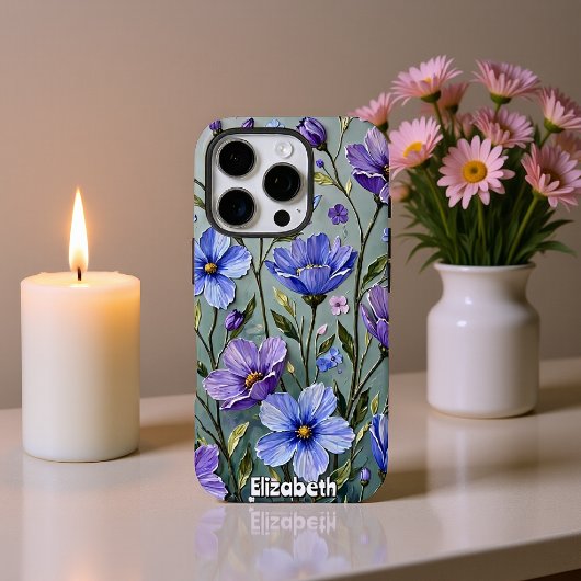 Etheïstische Blauwe en Paarse Tuin Case-Mate iPhone Case
