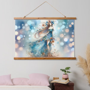 Etheïstische fantasiegodin in een Waterverf droom Hangend Wandkleed