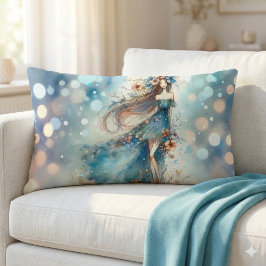 Etheïstische fantasiegodin in een Waterverf droom Kussen