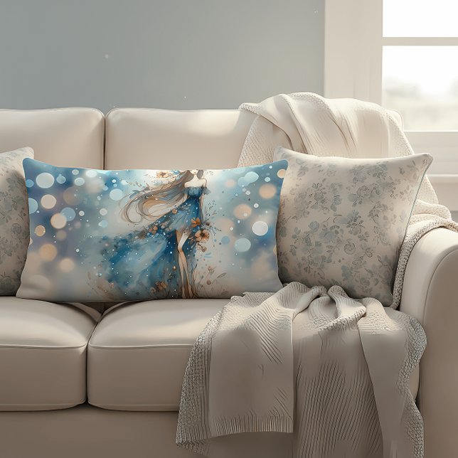 Etheïstische fantasiegodin in een Waterverf droom Kussen (Ethereal Fantasy Goddess in a Watercolor Dream Lumbar Pillow)