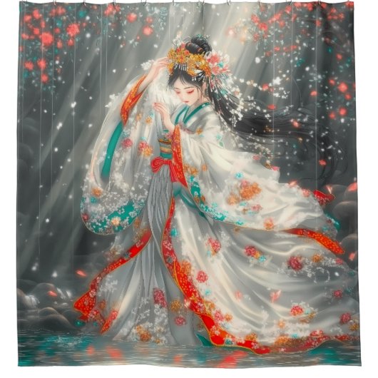 Etheïstische prinses in een fantasietuin douchegordijn (Voorkant)