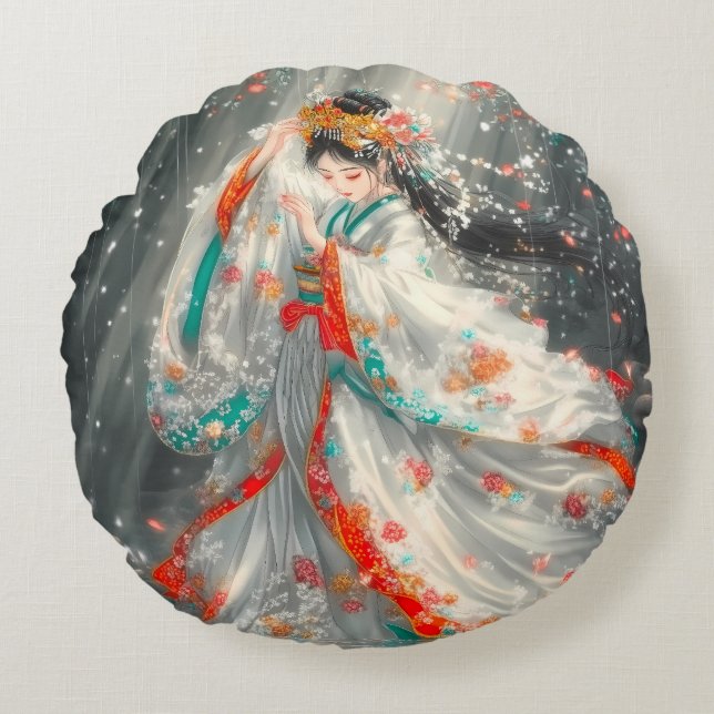 Etheïstische prinses in een fantasietuin rond kussen (Voorkant)