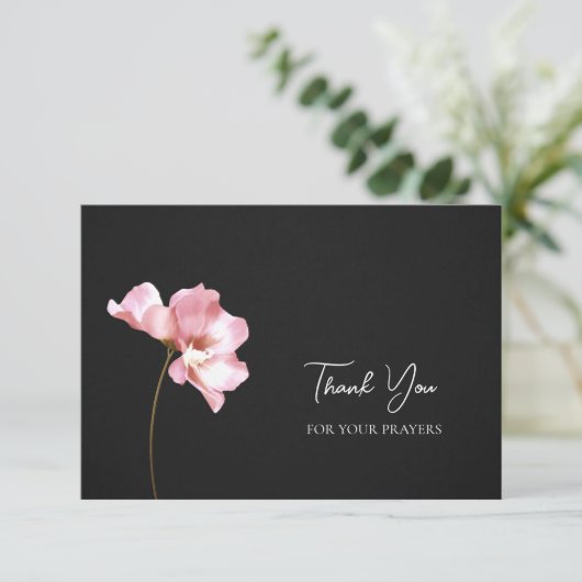 Etheïstische Roze Bloem Orthodoxe begrafenis Bedankkaart (Staand voorkant)