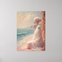 Etheïstische vrouw op Dreamy Beach Canvas Afdruk