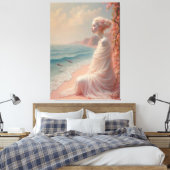 Etheïstische vrouw op Dreamy Beach Canvas Afdruk (Insitu (Slaapkamer))