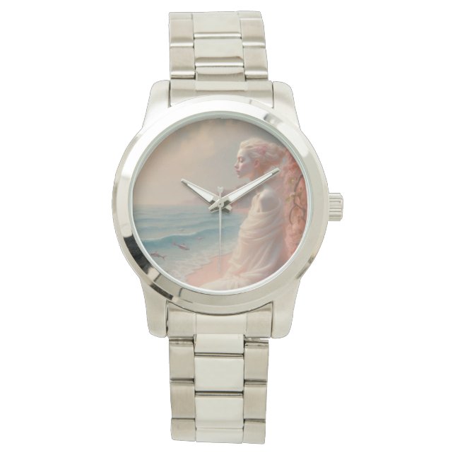 Etheïstische vrouw op Dreamy Beach Horloge (Voorkant)
