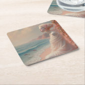 Etheïstische vrouw op Dreamy Beach Kartonnen Onderzetters (Schuin)