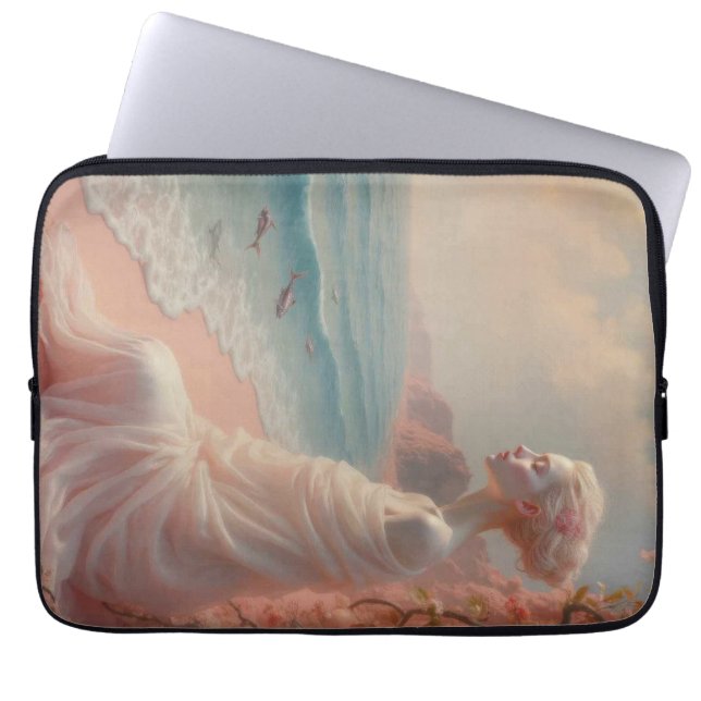Etheïstische vrouw op Dreamy Beach Laptop Sleeve (Voorkant)