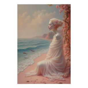 Etheïstische vrouw op Dreamy Beach Perfect Poster