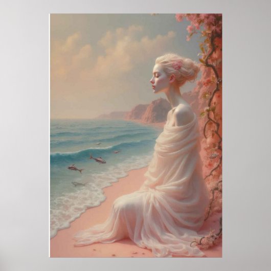 Etheïstische vrouw op Dreamy Beach Poster (Voorkant)