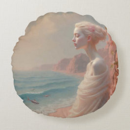 Etheïstische vrouw op Dreamy Beach Rond Kussen