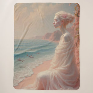 Etheïstische vrouw op Dreamy Beach Sherpa Deken