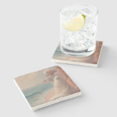 Etheïstische vrouw op Dreamy Beach Stenen Onderzetter (Zijkant)